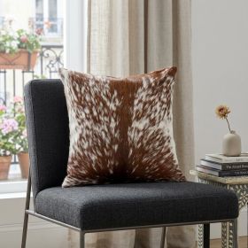 18" Brown and White Cowhide Throw Pillow