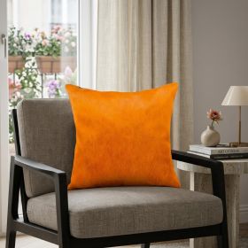 18" Orange Cowhide Throw Pillow