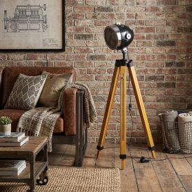 35" Distressed Tripod Floor Lamp With Cone