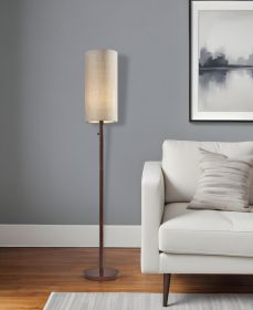 65" Solid Wood Traditional Shaped Floor Lamp With Beige Drum Shade