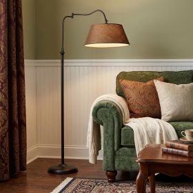 61" Bronze Arched Floor Lamp With Brown Empire Shade