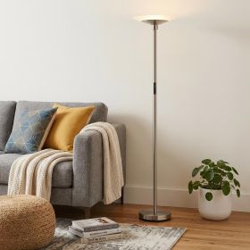 71" Steel Led Torchiere Floor Lamp With White Solid Color Cone Shade