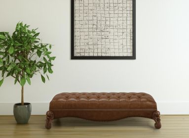 65" Brown Upholstered Faux Leather Bench