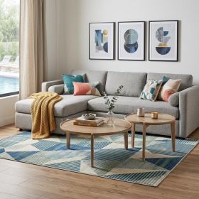 40" Brown Solid Wood Round Nested Coffee Tables
