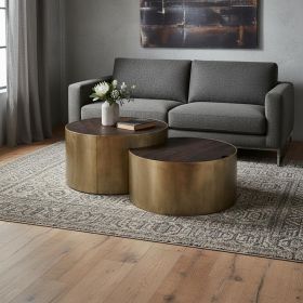 S2 39.5" & 31.25" Round Wood Nesting Coffee Tables