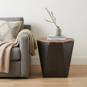 21" Black Solid Wood End Table