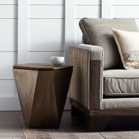 21" Brown Solid Wood End Table
