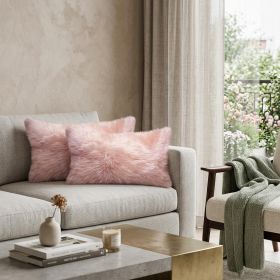 Set of Two 12" X 20" Blush Cowhide Throw Pillow