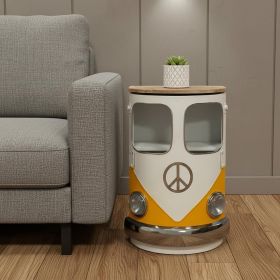 31" White And Wood Brown Solid Wood End Table With Two Shelves