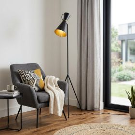 Black and Brass Conical Metal Floor Lamp