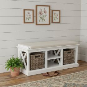 Classic White Bench and Basket Set