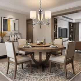 Kara 3-Light Polished Nickel Chandelier With Fabric Shades And Crystal Bobeches