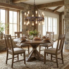 Cumberland 16-Light Wood Finish Chandelier With Raw Brass Sockets