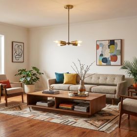 Four Light Dull Gold Hanging Chandelier