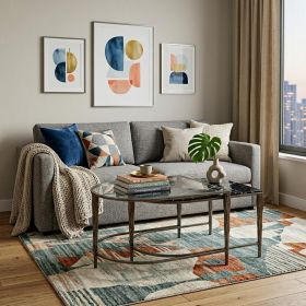 Set of 2 Black Marble Top and Glass Coffee Tables