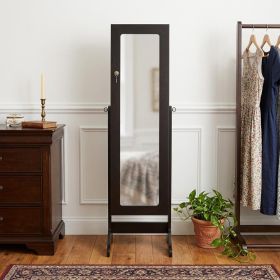 57" Brown Wood Freestanding Framed Cheval Mirror