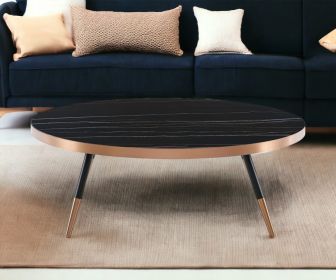 Modern Large Black and Gold Ceramic Coffee Table