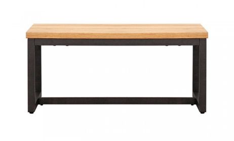Rustic Natural Oak And Black Metal End Table