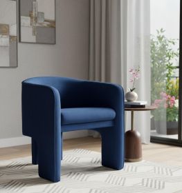 28" Contemporary Royal Blue Gray Velvet Three Legged Chair