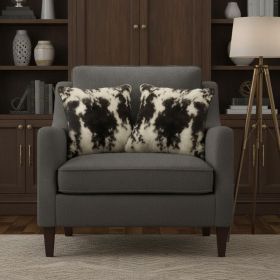 Set of Two 18" Black and White Rabbit Natural Fur Throw Pillow