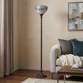 72" Brown Traditional Shaped Floor Lamp With Brown Stained Glass Bowl Shade