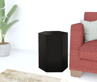17" Black High Gloss Manufactured Wood Hexagon End Table