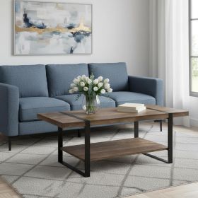 47" Brown And Black Coffee Table With Shelf