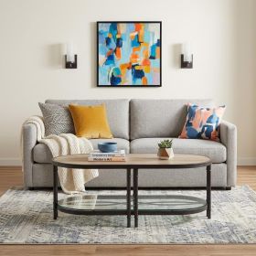 47" Natural Metal Oval Coffee Table With Shelf