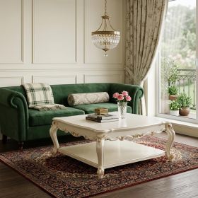 47" Pearl Solid And Manufactured Wood Coffee Table With Shelf