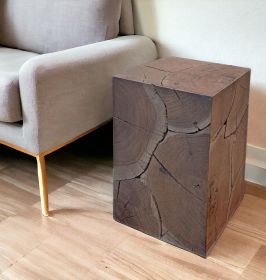 20" Black Distressed Solid Wood Square End Table