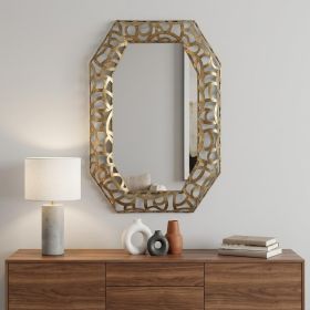35" Bronze Octagonal Steel Framed Accent Mirror