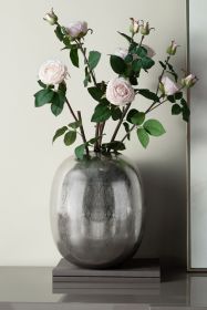 12.5x12.5x15" Aluminum Vase, Silver Streaks