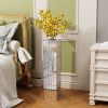 Tall Floor Vase 29.92" (76cm) Mirrored Floor Vase for Home Decor Large Cube Vase in Silver for Dried Flowers Modern Glass Vase for Living Room