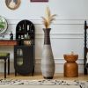 Hand-Woven PVC Rattan Floor Vase, 39.3 Inch Tall Decorative Vase for Home Decor, Brown Two-Tone Farmhouse Vase for Living Room