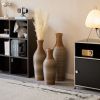 Hand-Woven PVC Rattan Vases, Set of 3 Brown Decorative Floor Vases, Pure Handmade Imitation Rattan Vases for Farmhouse Home Decor, 28.35in, 24.41in