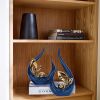 2 PCS Navy Blue Gold Home Decor Accent Ceramic Statue Abstract Sculpture Centerpieces Mid Century Modern Decor for Tables Coffee Table top Decorations