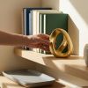 Gold Knot Sculpture, Modern Geometric Infinity Loop Tabletop Decor for Coffee Table, Bookshelf & Shelves, Luxury Home Accents (Loop - Gold)