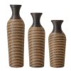 Hand-Woven PVC Rattan Vases, Set of 3 Decorative Floor Vases
