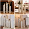 3-Piece Handcrafted Metal Floor Vase Set, Gold & White Embossed Tall Vases (24.61"/28.54"/32.48") for Living Room Entryway