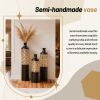 3-Piece Handcrafted Metal Floor Vase Set, Black & Gold Cutout Design Tall Vases (20.8"/24.8"/28.7") for Living Room Entryway