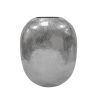 12.5x12.5x15" Aluminum Vase, Silver Streaks