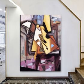 Hand Oil Painting Guitar On A Chair Abstract Original Abstract Painting Original Oil Painting Abstract Wall Art Canvas Living Room Decoration (style: 01, size: 50x70cm)