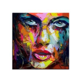 100% Hand Painted Large Home Decor Francoise Nielly Face Oil Painting Wall Art Picture Portrait Palette Knife Canvas Acrylic Texture Colourful No (size: 120x120cm)
