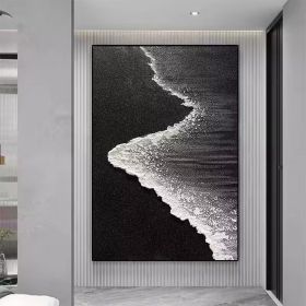 Black Textured Art Black and white Ocean art Abstract Art Black and white canvas art Black Abstract art Black Wall Art black frame wall art (style: 01, size: 120x160cm)