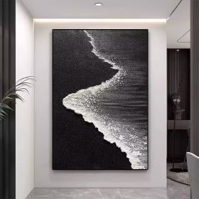 Black Textured Art Black and white Ocean art Abstract Art Black and white canvas art Black Abstract art Black Wall Art black frame wall art (style: 01, size: 100x150cm)