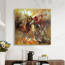 Polo Art - Original Hand Painted Impressionist Horse Polo Oil Painting On Canvas Palette Knife Thick Paints Heavy Texture (style: 01, size: 80x80cm)