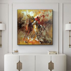 Polo Art - Original Hand Painted Impressionist Horse Polo Oil Painting On Canvas Palette Knife Thick Paints Heavy Texture (style: 01, size: 100x100cm)