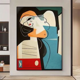 Hand Painted Modern Oil Painting On Canvas Abstract Painting Colorful Figure Painting Red And Blue Large Wall Art For Home Decor And Office (style: 01, size: 90x130cm)
