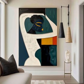 Hand Painted Green White And Black Abstract Painting Colorful Textured Mural Picasso Style Oil Painting Colorful Art Modern Wall Art Decoration (style: 01, size: 120x160cm)