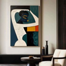 Hand Painted Green White And Black Abstract Painting Colorful Textured Mural Picasso Style Oil Painting Colorful Art Modern Wall Art Decoration (style: 01, size: 50x70cm)